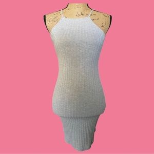 Grey ribbed body con dress